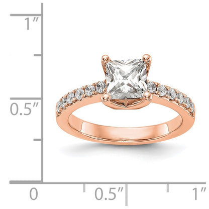 True Origin 14K Rose Gold 1/5 carat Lab Grown Diamond VS+ F+ Semi-Mount Princess Engagement Ring
