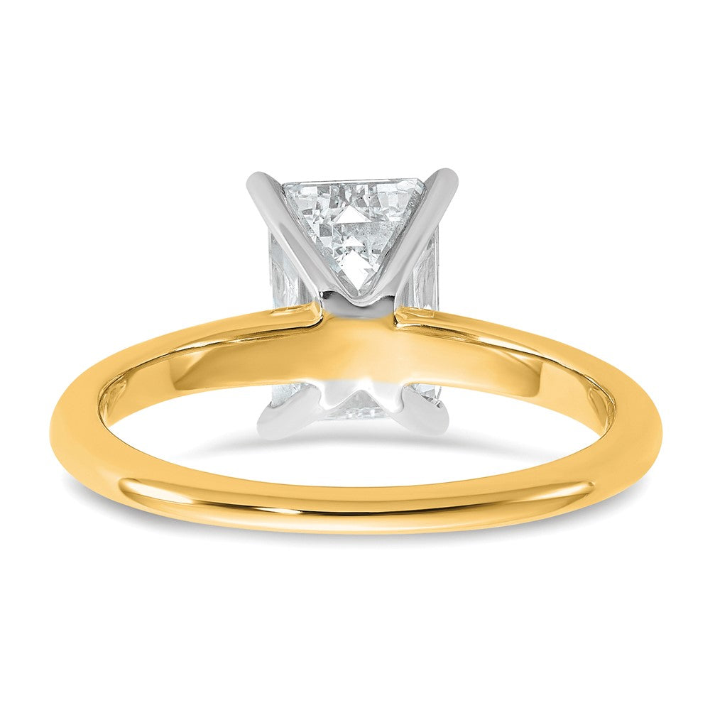 14K Two-Tone Gold Two-tone 2 carat Lab Grown Diamond VS+ F+ Emerald Solitaire Complete Engagement Ring