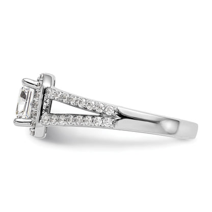 14K White Gold Halo Plus (Holds 1 carat (5.5mm) Princess Center) 1/2 carat Diamond Semi-Mount Engagement Ring