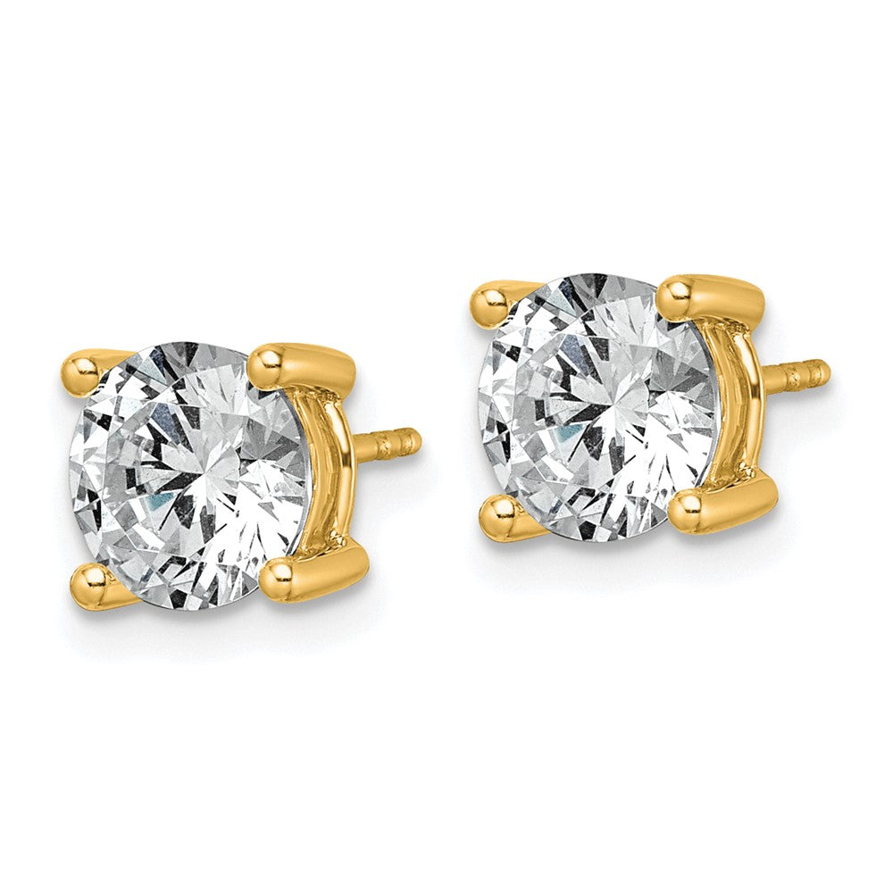 14K Yellow Gold 3 carat Lab Grown Diamond VS/SI+ G+ Round Complete Four Prong Lightweight Stud Earrings