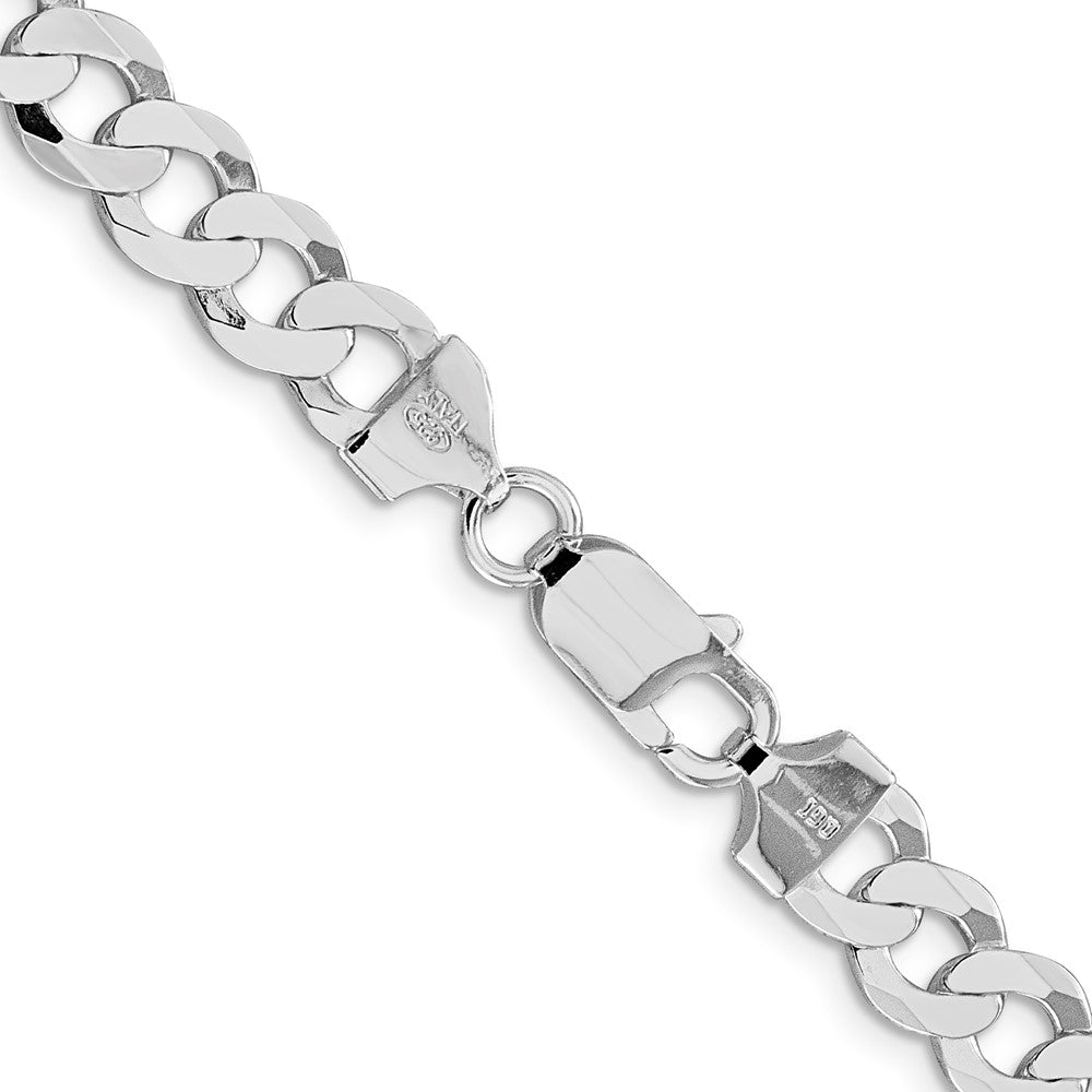 Sterling Silver Rhodium-plated 7.5mm Flat Curb 28 Inch Chain