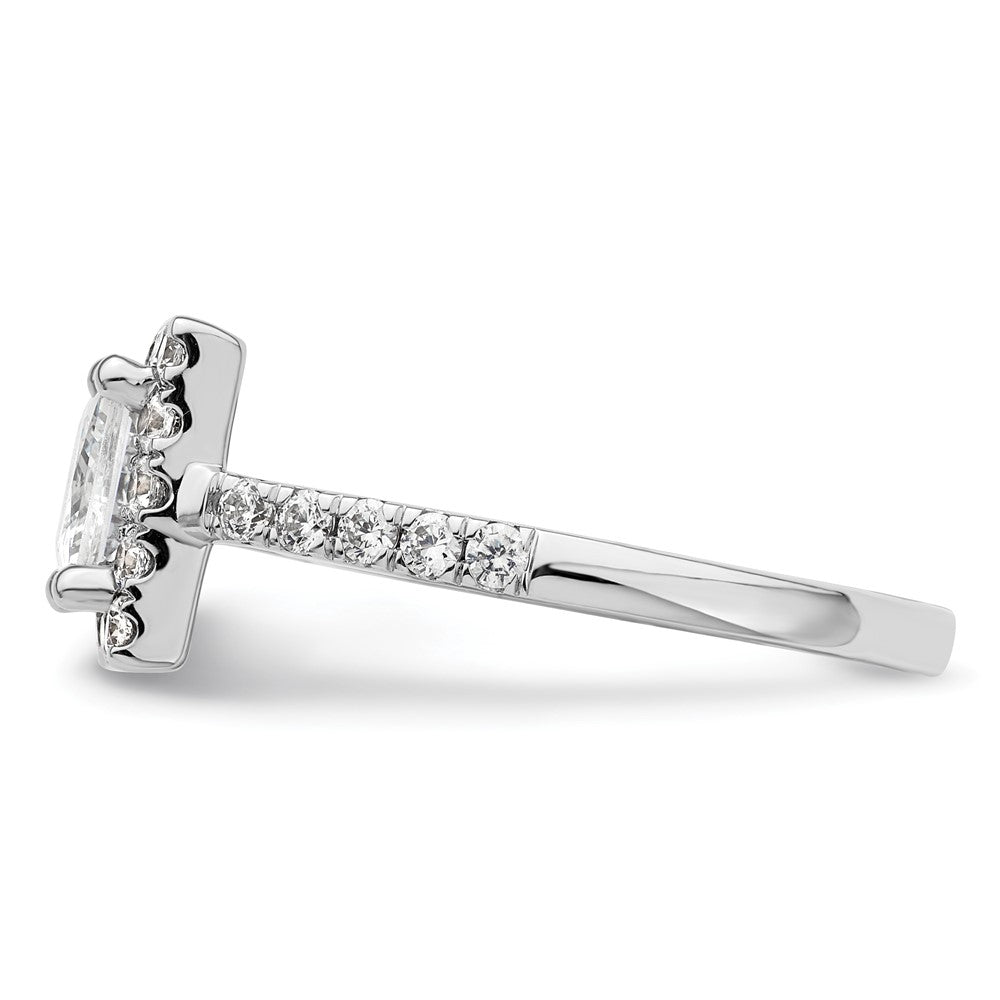 14K White Gold Halo Plus (Holds 1.5 carat (6.3mm) Princess Center) 3/4 carat Diamond Semi-Mount Engagement Ring
