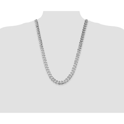 Sterling Silver Rhodium-plated 11mm Curb 26 Inch Chain