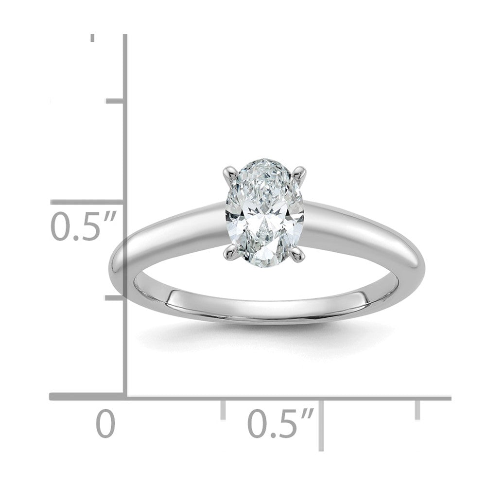 14K White Gold 3/4 carat Lab Grown Diamond VS+ F+ Oval Complete Solitaire Engagement Ring