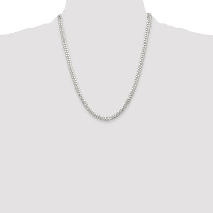 Sterling Silver Rhodium-plated Polished 5.7mm Domed Curb 22 Inch Chain