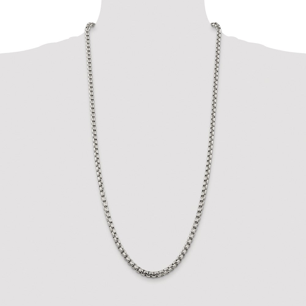 Sterling Silver Rhodium-plated 5.2mm Round Box 30 Inch Chain