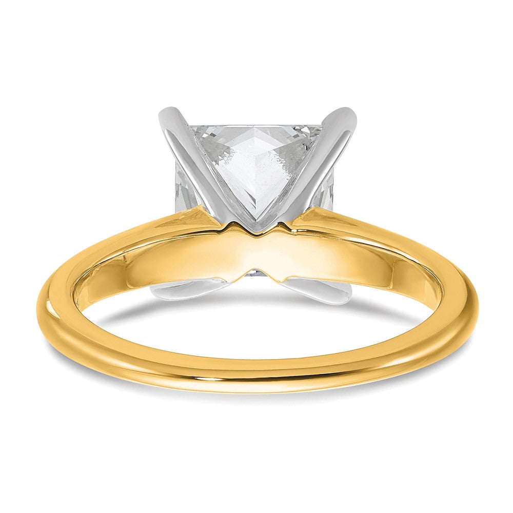 14K Two-Tone Gold Two-tone 3 carat Lab Grown Diamond VS+ F+ Princess Complete Solitaire Engagement Ring