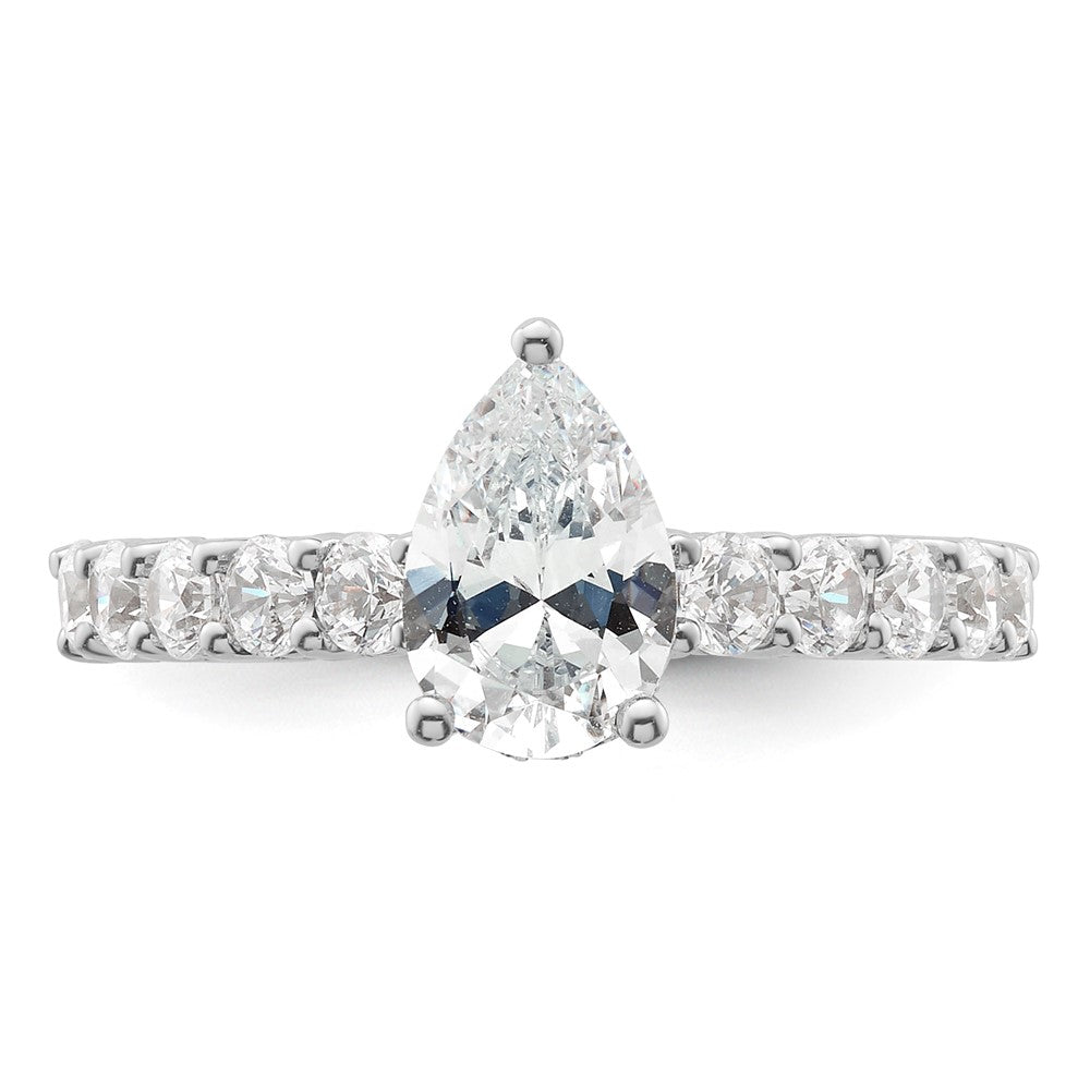 14K White Gold 2 carat Lab Grown Diamond VS/SI+ G+ Pear Complete Engagement Ring