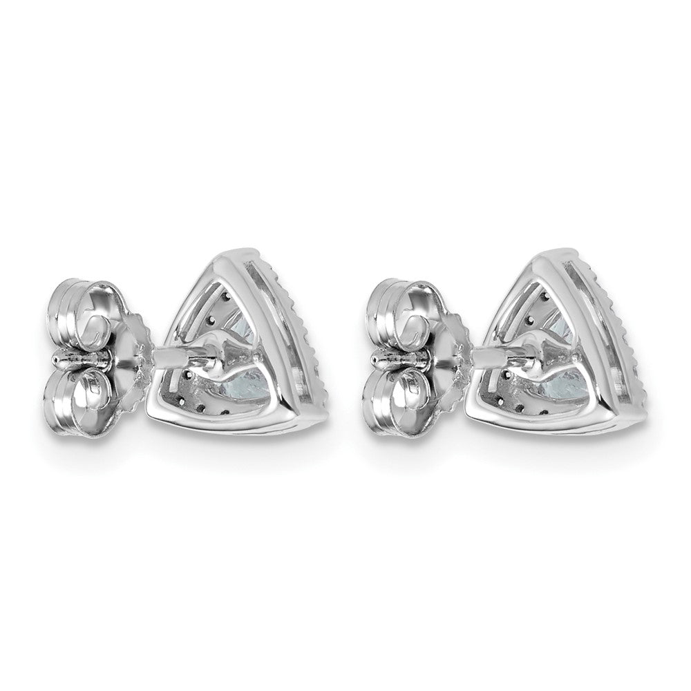 14K White Gold 5/8 carat Lab Grown Diamond VS/SI+ G+ Complete Trillion Halo Post Earrings
