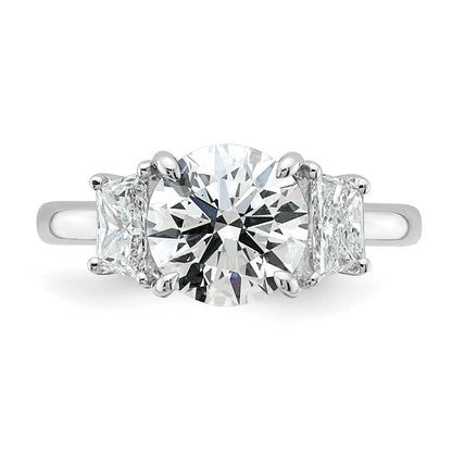 14K White Gold 3 1/2 carat Lab Grown Diamond VS+ F+ Trapezoid Sidestones Complete Engagement Ring