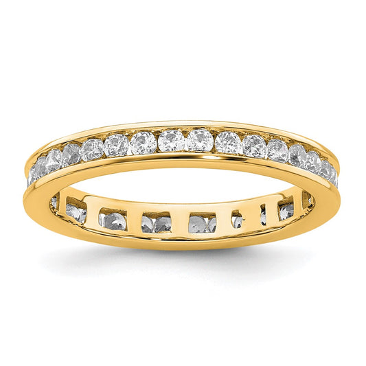 14K Yellow Gold Polished Size 4 Channel-set 1/2 carat Diamond Complete Eternity Wedding Band Ring