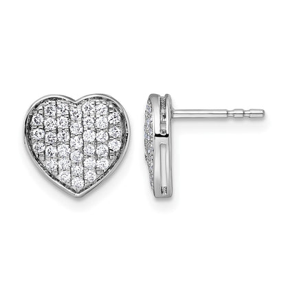 14K White Gold 1/2 carat Diamond Pave Heart Post Earrings