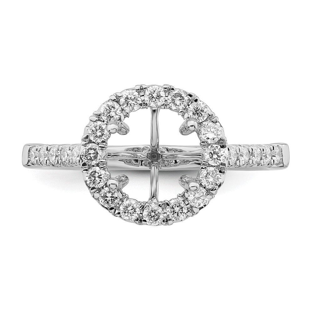 True Origin 14K White Gold 1/2 carat Lab Grown Diamond VS+ F+ Semi-Mount Round Halo Engagement Ring