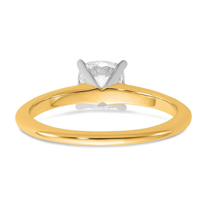 14K Two-Tone Gold Two-tone 1 carat Certified Lab Grown Diamond VS+ F+ Cushion Complete Solitaire Engagement Ring