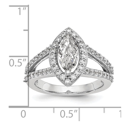 14K White Gold Halo Plus (Holds 1 carat (10x5mm) Marquise Center) 3/4 carat Diamond Semi-Mount Engagement Ring