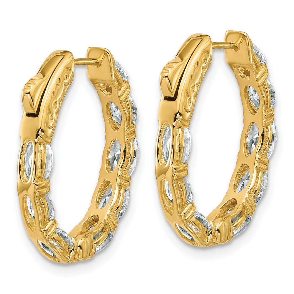14K Yellow Gold 4 carat Lab Grown Diamond VS/SI+ G+ Oval and Round Complete In and Out Hoop Earrings
