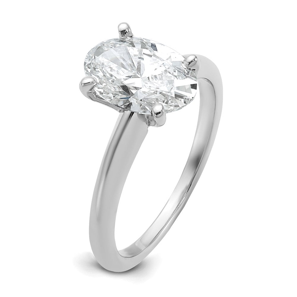 14K White Gold 2 carat Lab Grown Diamond VS+ F+ Oval Complete Solitaire Engagement Ring