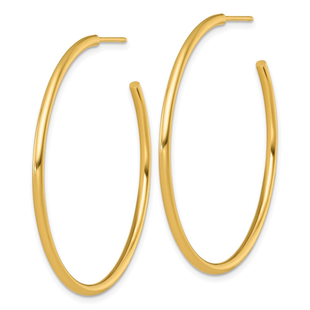 14K Yellow Gold Polished 2.0 x 45mm Tube C-Hoop Post Earrings