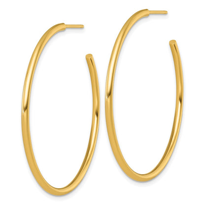 14K Yellow Gold Polished 2.0 x 45mm Tube C-Hoop Post Earrings