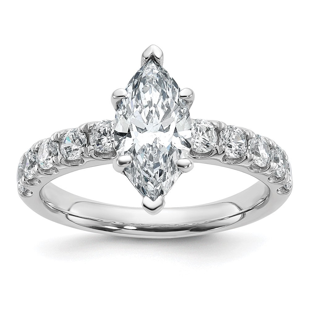14K White Gold Certified 2 1/5 carat Lab Grown Diamond VS+ F+ Marquise Complete Engagement Ring