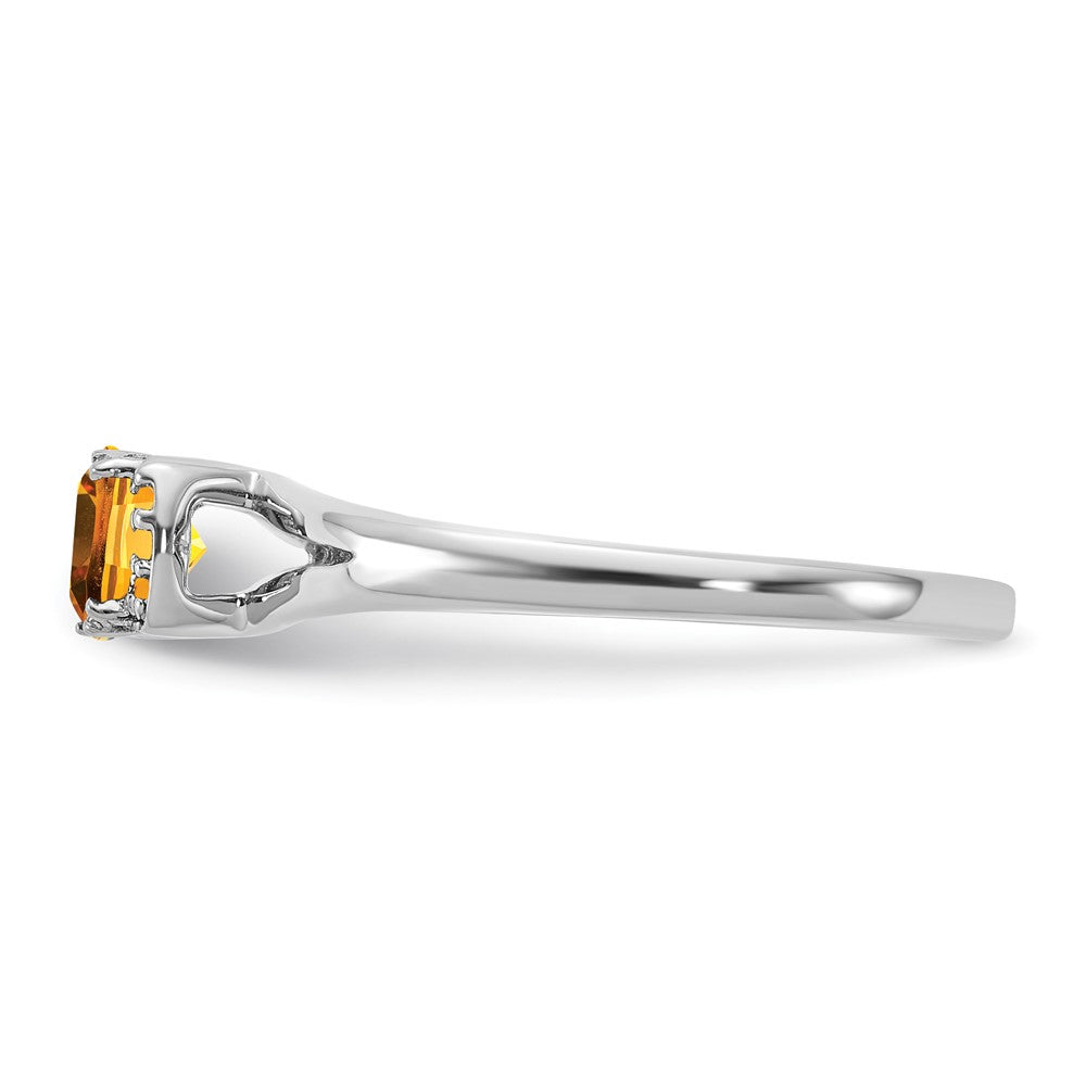 14K White Gold Polished Diamond and Citrine Fashion Ring