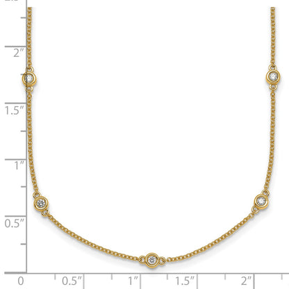 14K Yellow Gold Complete 3/8 carat Bezel-set Diamond and Cable Chain 17-Station 20 Inch Necklace