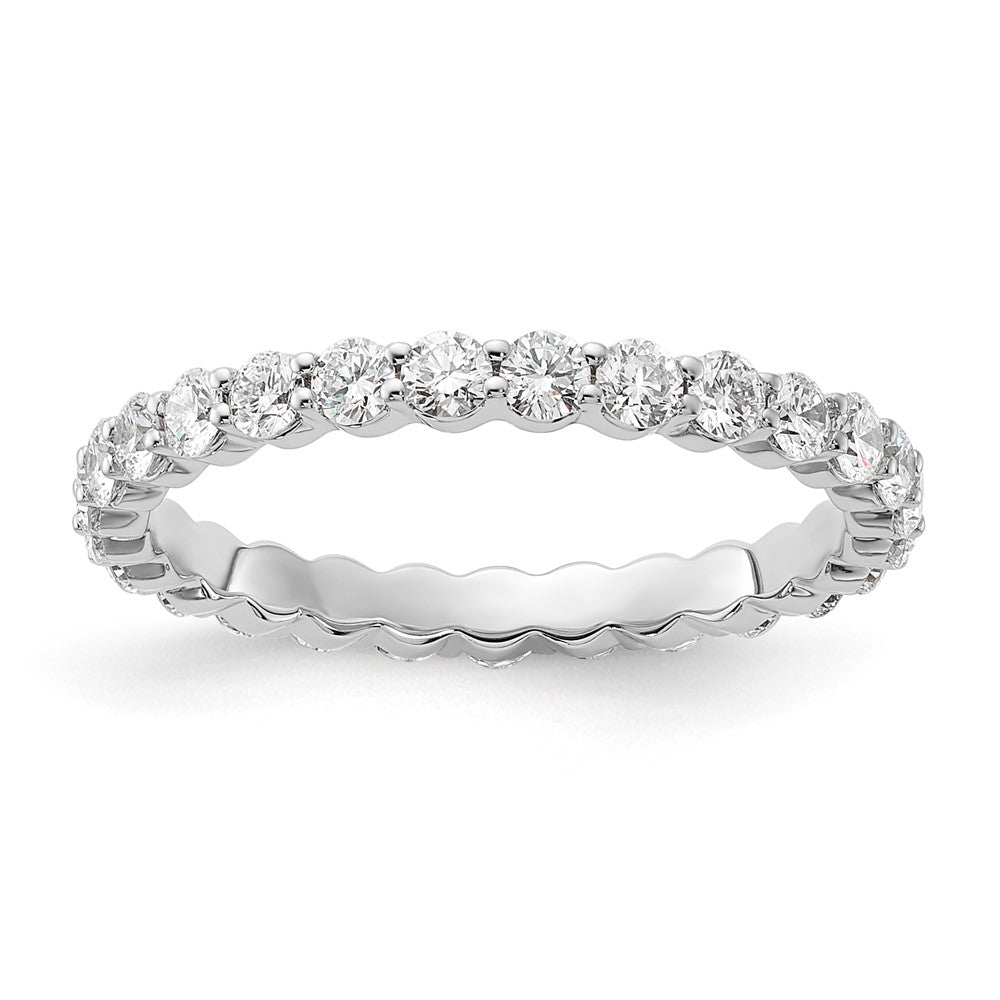 14K White Gold 1 carat Lab Grown Diamond VS+ F+ Round Complete Channel Set Size 5.5 Eternity Wedding Band Ring