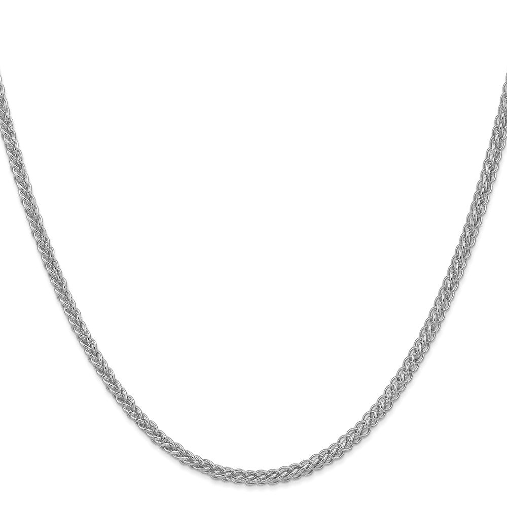 14K White Gold 2.6mm Semi-solid 3-Wire Wheat 16 Inch Chain