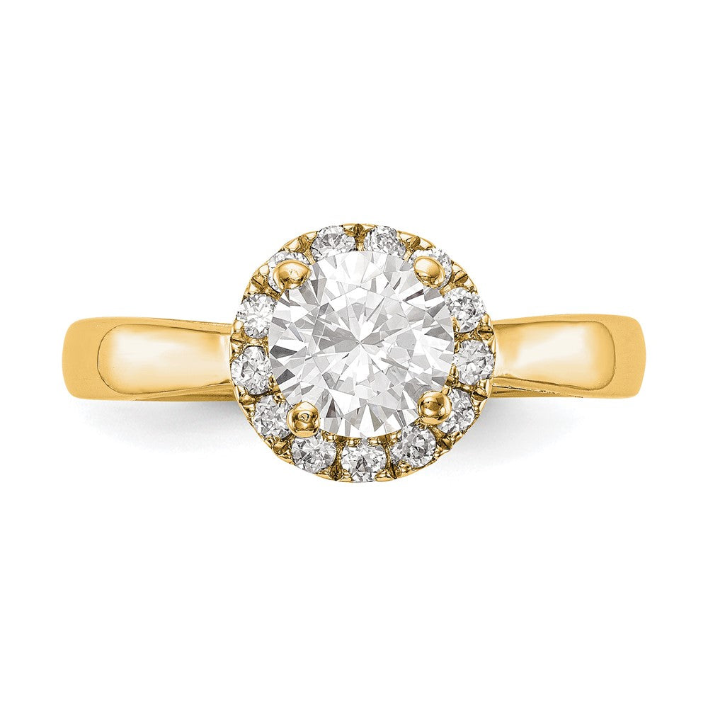 14K Yellow Gold Round Halo Diamond Semi-mount Engagement Ring