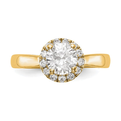 14K Yellow Gold Round Halo Diamond Semi-mount Engagement Ring