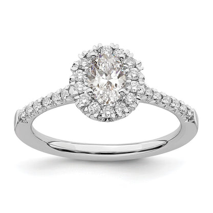 True Origin 14K White Gold 1/3 carat Lab Grown Diamond VS+ F+ Semi-Mount Oval Halo Engagement Ring