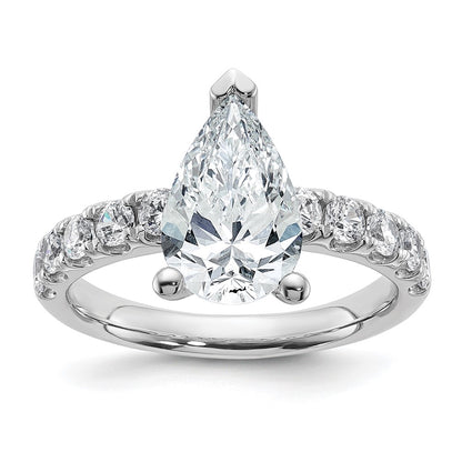 14K White Gold 3 3/4 carat Certified Lab Grown Diamond VS+ F+ Pear Complete Engagement Ring