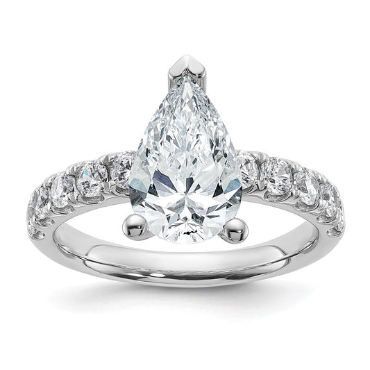 14K White Gold 3 3/4 carat Certified Lab Grown Diamond VS+ F+ Pear Complete Engagement Ring