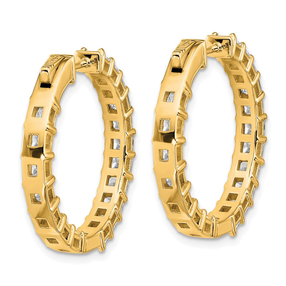 14K Yellow Gold Inside/Outside Cert Lab Grown VS/SI FGH Princess Diamond Hoop Earrings