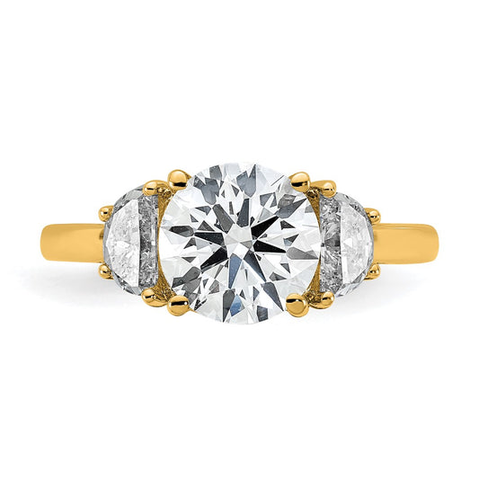 14K Yellow Gold 2 1/2 carat Certified Lab Grown Diamond VS/SI+ G+ Round Complete Three Stone Engagement Ring