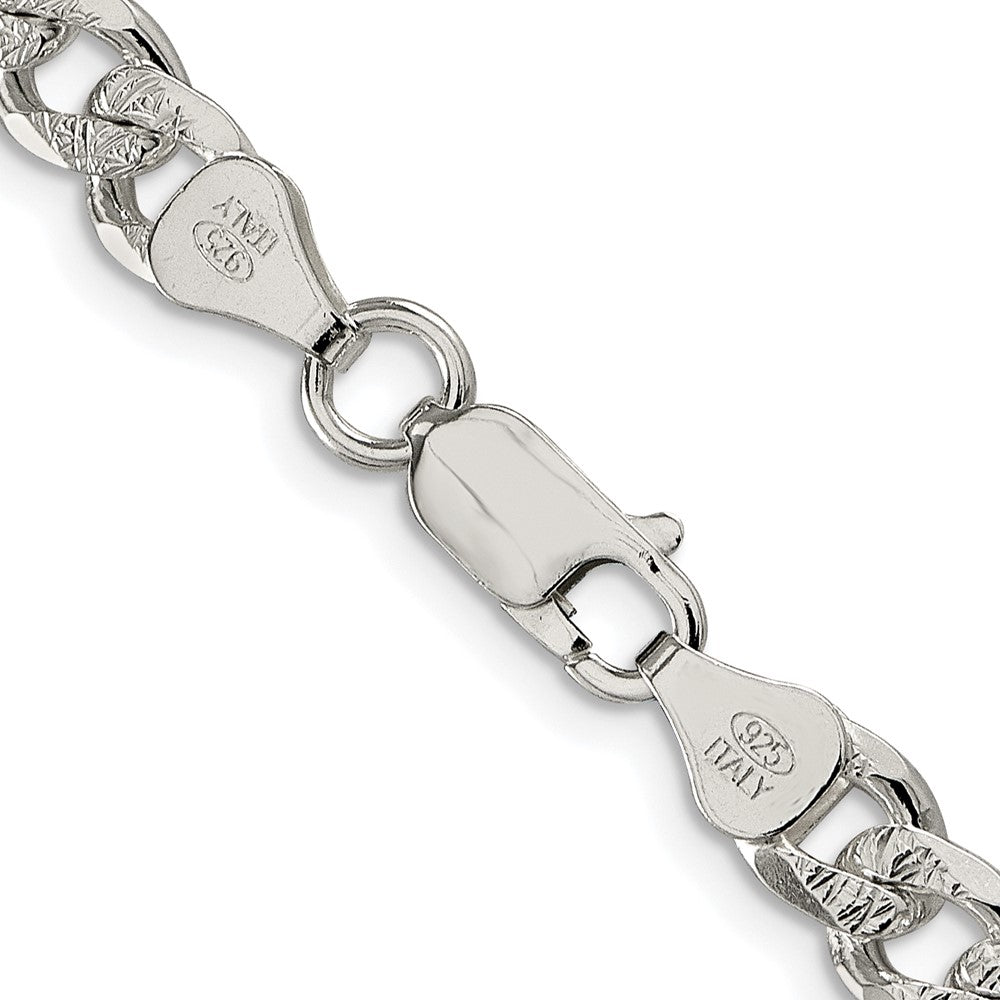 Sterling Silver Rhodium-plated 7mm Pav‚ Curb 22 Inch Chain