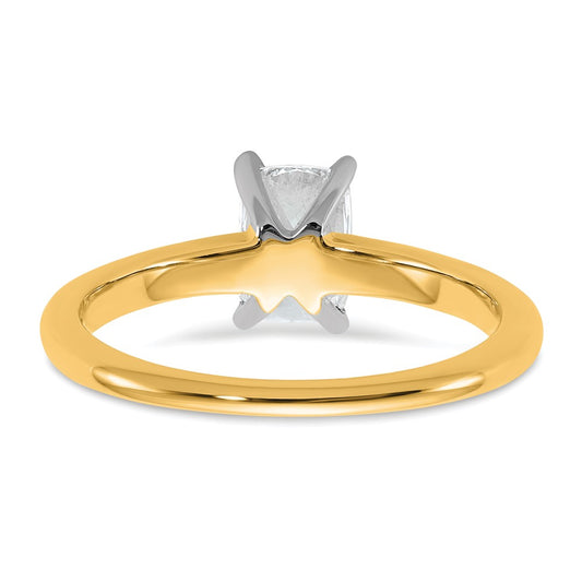 14K Two-Tone Gold Two-tone 1 carat VS+ F+ Lab Grown Diamond Ketan Cut Long Cushion Solitaire Engagement Ring