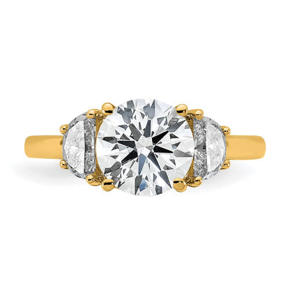 14K Yellow Gold 2 1/2 carat Certified Lab Grown Diamond VS+F+ Round Complete Three Stone Engagement Ring
