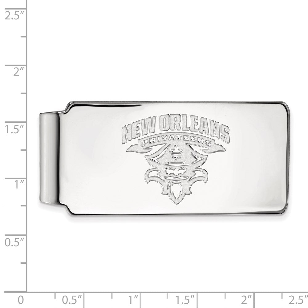 10K White Gold LogoArt University of New Orleans Privateers Money Clip