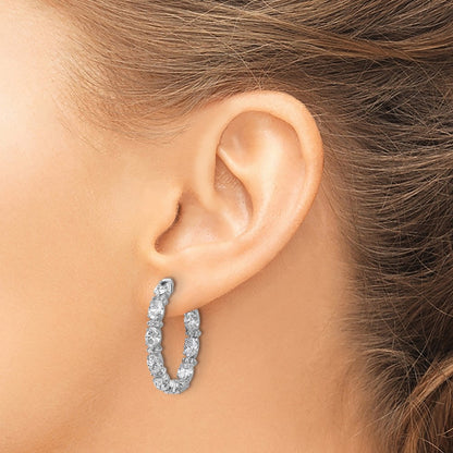 14K White Gold 5 carat Lab Grown Diamond VS/SI+ G+ Oval and Round Complete In and Out Hoop Earrings