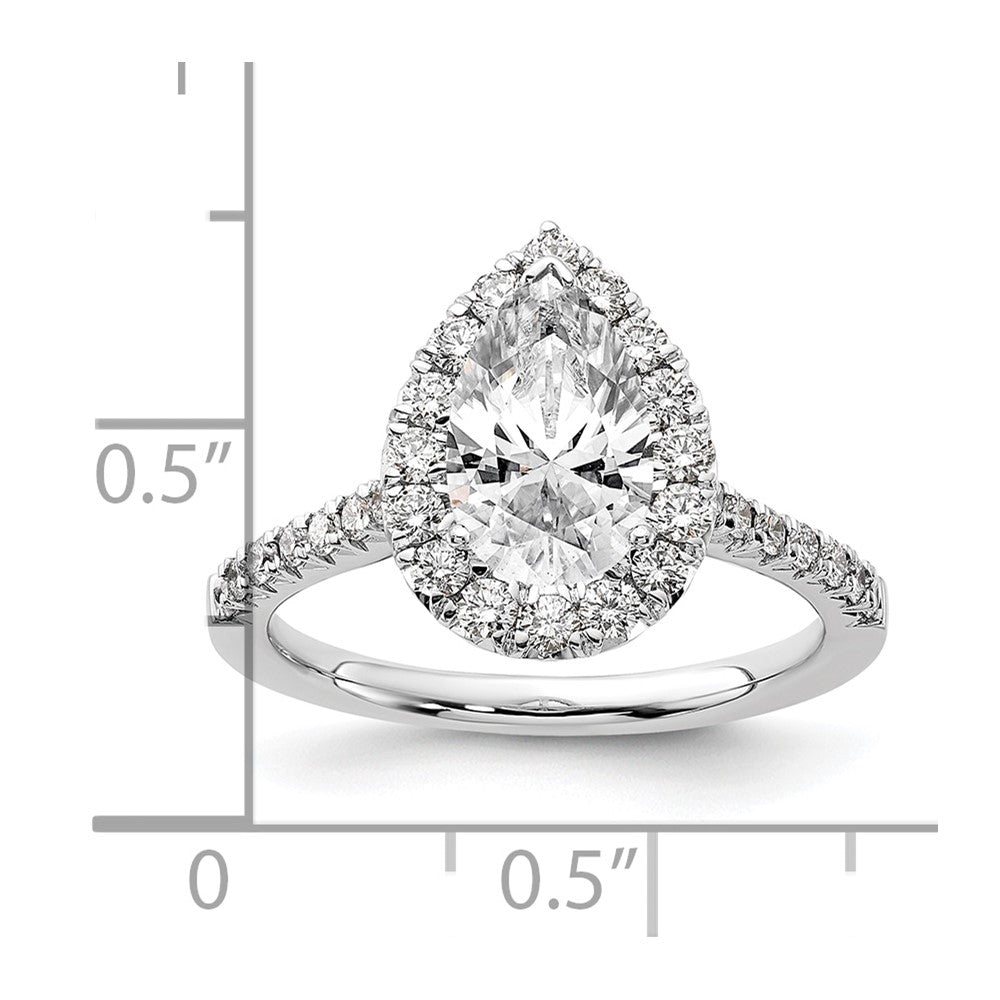 True Origin 14K White Gold 5/8 carat Lab Grown Diamond VS+ F+ Semi-Mount Pear Halo Engagement Ring