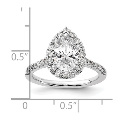 True Origin 14K White Gold 5/8 carat Lab Grown Diamond VS+ F+ Semi-Mount Pear Halo Engagement Ring