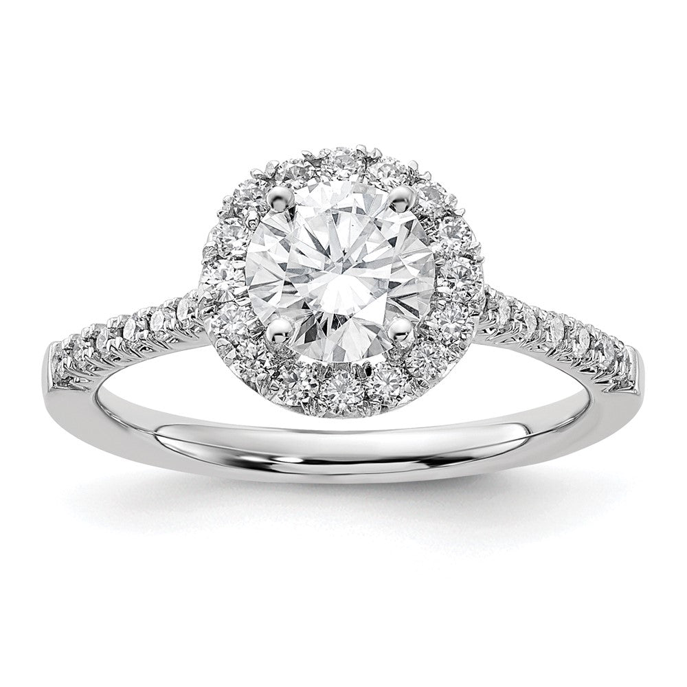 True Origin 14K White Gold 1/3 carat Lab Grown Diamond VS+ F+ Semi-Mount Round Halo Engagement Ring
