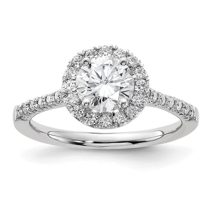 True Origin 14K White Gold 1/3 carat Lab Grown Diamond VS+ F+ Semi-Mount Round Halo Engagement Ring