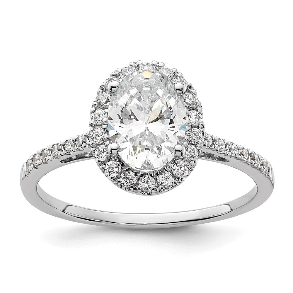 14K Two-Tone Gold Two-tone Halo (Holds 1.5 carat (8x6mm) Oval Center) 1/3 carat Diamond Semi-mount Engagement Ring