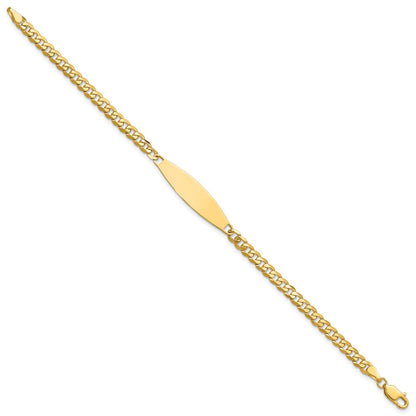 14K Yellow Gold Polished Solid Chain/Solid Plate Flat Curb Link 29.5x8mm Plate 7 Inch ID Bracelet