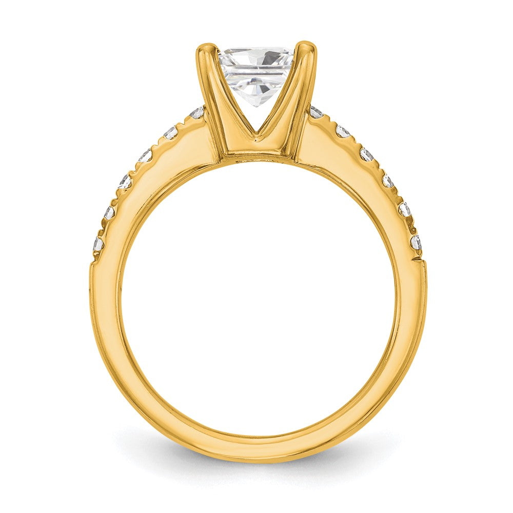 True Origin 14K Yellow Gold 1/5 carat Lab Grown Diamond VS+ F+ Semi-Mount Princess Engagement Ring