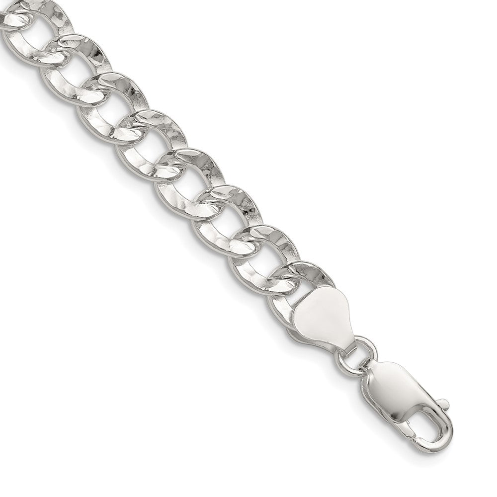 Sterling Silver 7.6mm Hammered Curb 20 Inch Chain