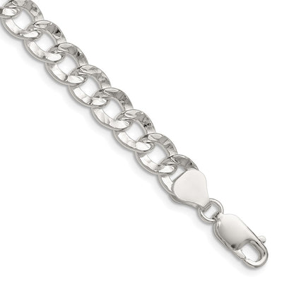 Sterling Silver 7.6mm Hammered Curb 20 Inch Chain
