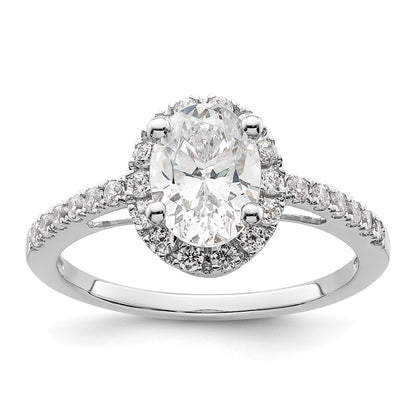 14K White Gold Halo Plus (Holds 1.25 carat (8.5x6.0mm) Oval Center) 3/8 carat Diamond Semi-Mount Engagement Ring